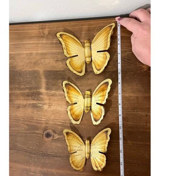 Vintage Copper Butterfly Wall Art Set of 3 – Boho MCM Metal Wall Decor - Picture 3 of 7